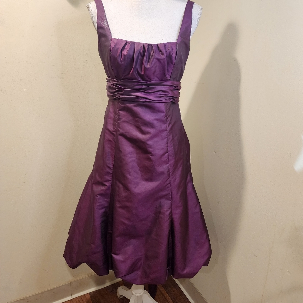 DESSY COLLECTION Elegant Purple Sleeveless Formal Satin Dress Size S